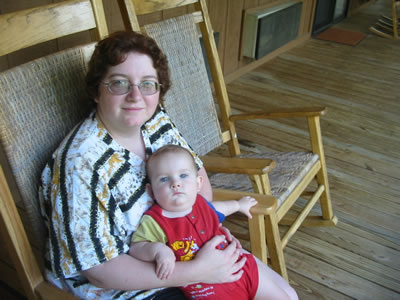 Kama and Galen on our porch at the Dillard House.