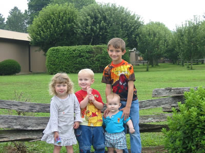 Rhiannon, Aidan, Galen and Kellen at the Dillard House.