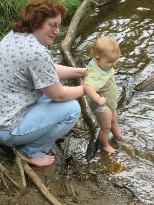 Galen discovering that the water is COLD!